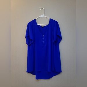 Torrid Electric Blue Georgette Zip-Front Blouse Size3, 3X, 22/24